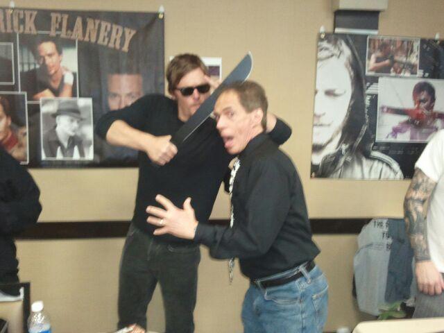 Lenny and Norman Reedus:  two generations of zombie